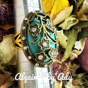 Alquimia Gold and Turquoise Floral Ring